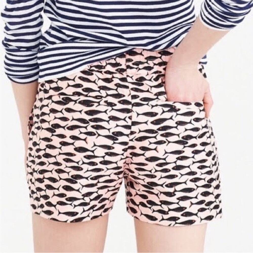 J. Crew Pull-on Minnow Fish Print‎ Shorts summer Beige Small A005209